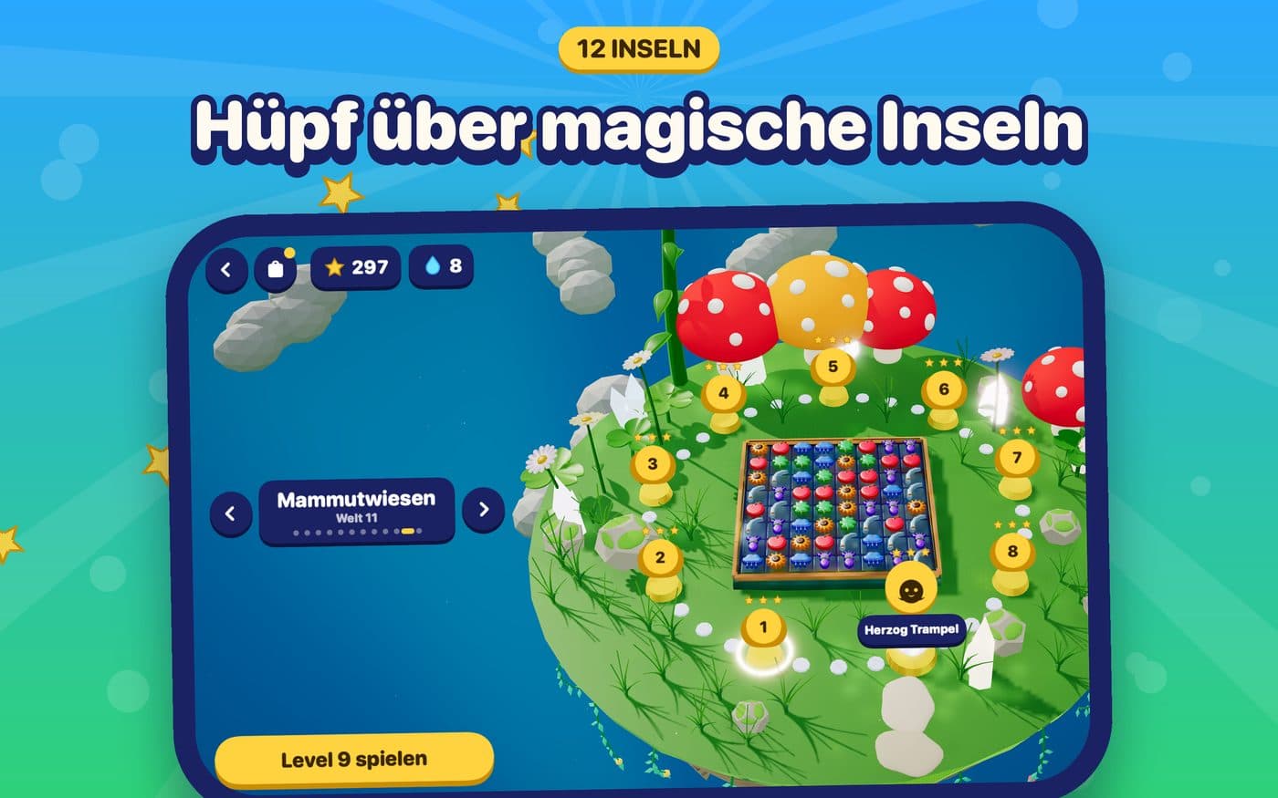 Moonbow Isles auf dem Mac, mit der Inselkarte