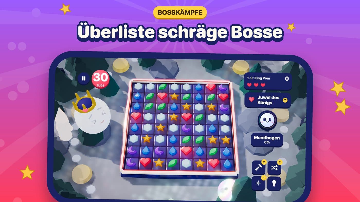 Moonbow Isles auf Apple TV, der Bosskampf gegen King Pom